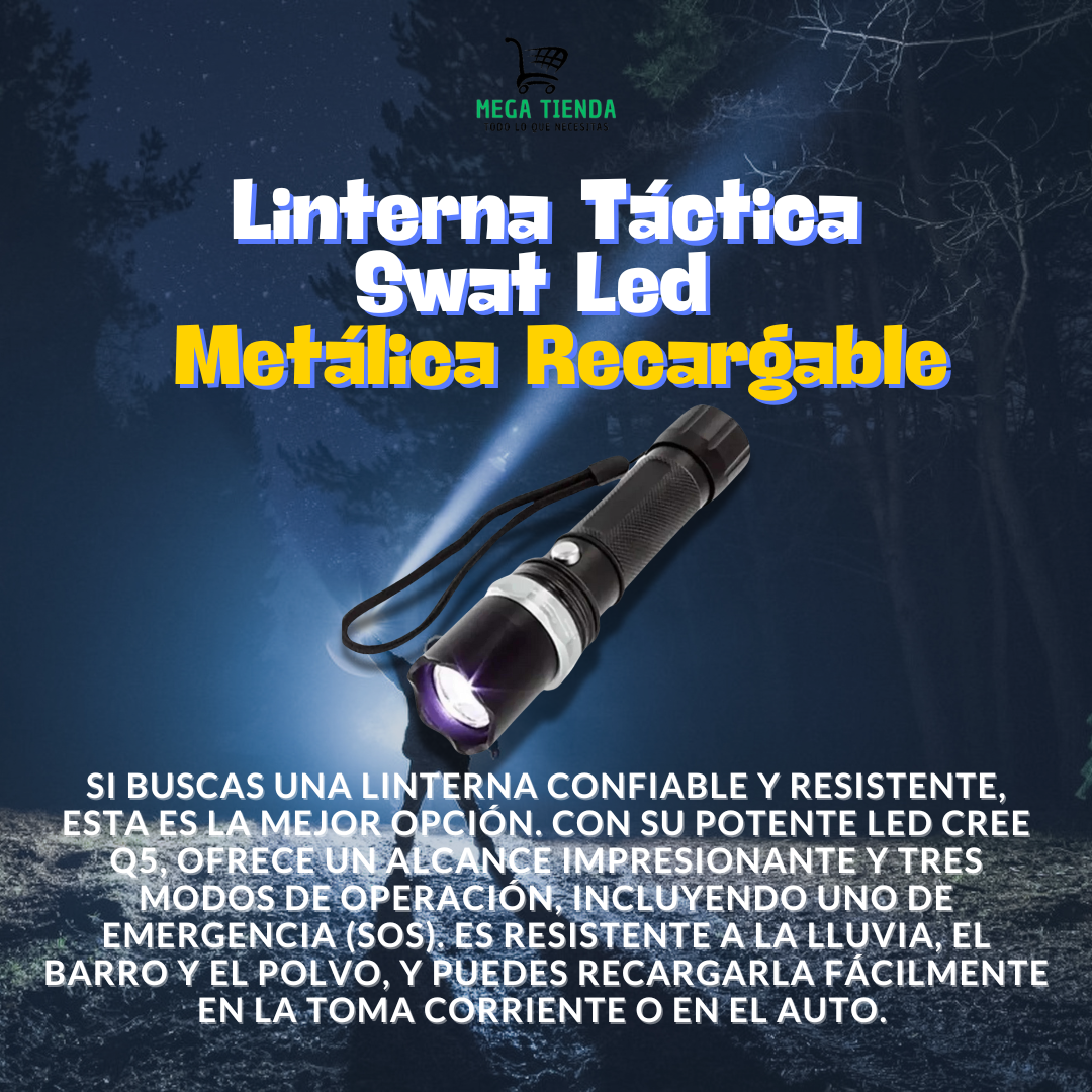 Linterna Táctica Swat Led Metálica Recargable™