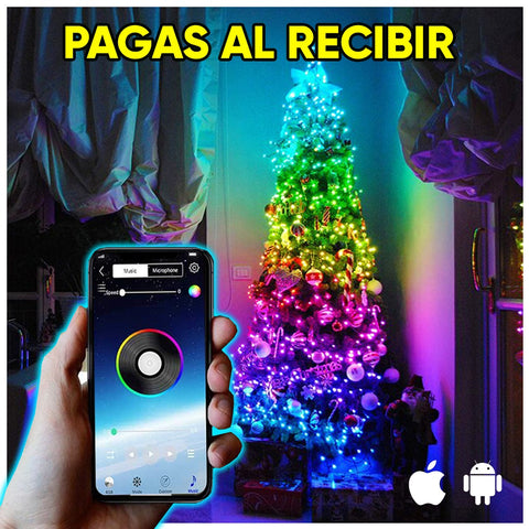 Luces navideñas- Música-Color-Bluetooth - Mega Tienda