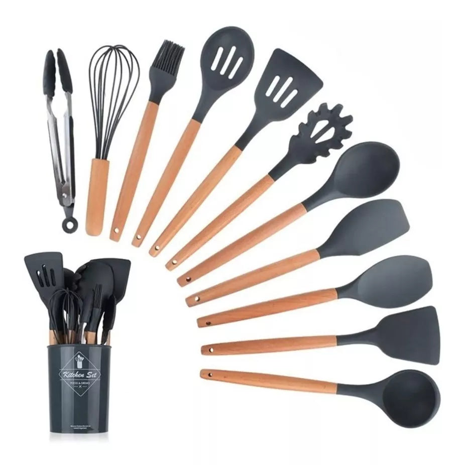 Set Utensilios de Cocina 12 Piezas + Regalo organizador giratório™ - Mega Tienda