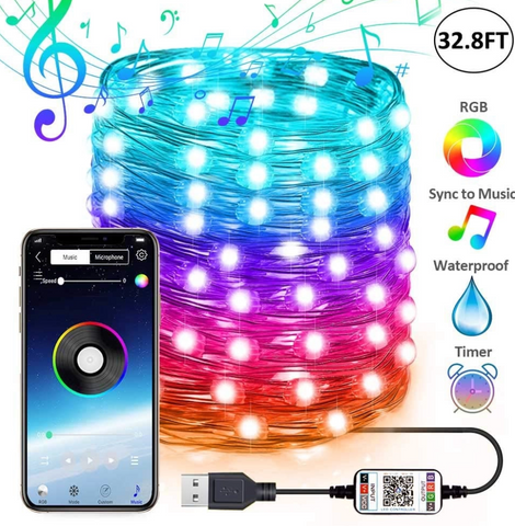 Luces navideñas- Música-Color-Bluetooth - Mega Tienda